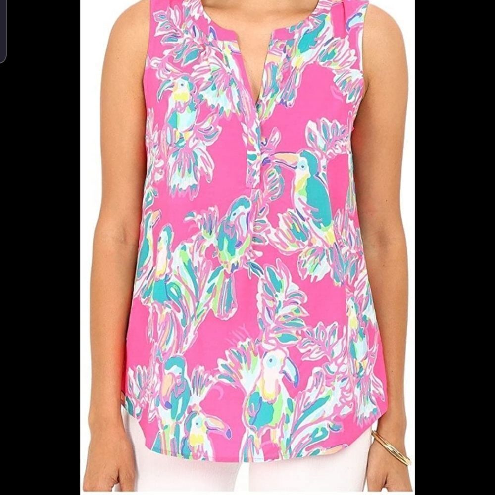 Lilly Pulitzer Stacey dragonfruit pink toucan top